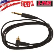 Tattoo Power Supply Silicone Right Angle RCA Clip Cord 1/4" Photo Plugs 6ft 3pcs