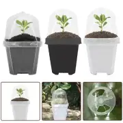 Lightweight Nursery Pots with Humidity Dome Small Square Flower Pot White