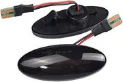 2Pcs Dynamic Side Marker Light Turn Signal Lamp For Opel/Vauxhall Vectra B MK1 1995-2002 /B CC MK1(J96) 1995-2003(Dynamic Smoked Black)