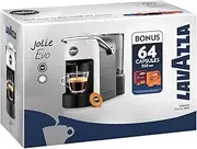[Lavazza] A Modo Mio Jolie EVO, Coffee Capsules Machine Made from 36% Recycled Plastic, with 64 A Modo Mio Coffee Pods, Espresso Intenso and Delizioso, 1250 W, 220–240 V, 50–60 Hz, White