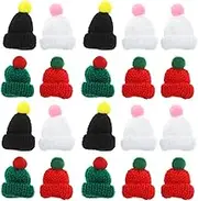 20pcs Mini Beanie Santa hat Miniature Mini hat Decor for DIY Mini top hat Wine Bottle hat Tiny Christmas Hats Christmas Decor Woollen Decor Supplies self Made Knitting Wool