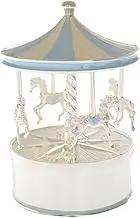 Music Box Carousel Baby Boy Silver Plated Blue, Baby Gift, Gibson Gifts 20403