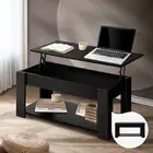 Coffee Table Lift Up Top Modern Table Hidden Book Storage Shelf Display Oikiture