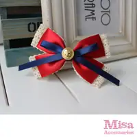 在飛比找momo購物網優惠-【MISA】蕾絲髮夾 緞帶髮夾/小海錨蕾絲紅緞帶髮夾 髮飾(