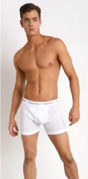 New CALVIN KLEIN Men White Cotton Boxer Trunk Brief Underwear sz L #359 NU3019