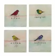 31024 Birds Coaster S/4 Kitchen Bar Beverage Drink Hope, image,dream, believe