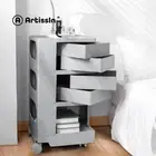 ArtissIn Storage Trolley Bedside Table 5 Tier Drawers Cart Boby Replica Grey