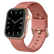 For Apple Watch Series 3,38-mm Case,Pin Buckle Silicone Watch Band,Coral
