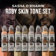 World Famous Tattoo Ink 16 Bottle Sasha O'Kharin RGBY Skin Tone Set