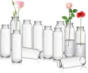 Set of 12 Glass Bud Vase, Clear Vases for Flowers, Small Vintage Floral Vase in