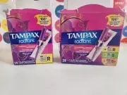 42 Count,Tampax Radiant Tampons Regular Super Super+ Unscented,Please Read