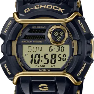 【CASIO 卡西歐】G-SHOCK 嘻哈街舞時尚休閒黑電子錶-黑金(GD-400GB-1B2)