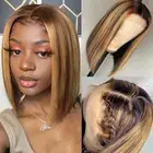 Highlight Wig Straight Bob Wig Lace Front Human Hair Wigs With Natural Hairline