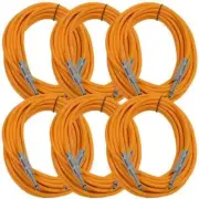 6 Pack of 25 Foot Orange TS to TS Patch Cables PA/DJ Cords 1/4 Inch TS Mono
