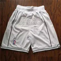 在飛比找蝦皮購物優惠-籃球運動褲 白色湖人justdon復古籃球褲詹姆斯球衣刺繡潮