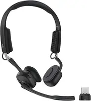 SHOKZ OpenMeet UC Bone Conduction Headset with USB-C Adapter, Open-Ear Bluetooth Headphones with Noise Cancelling Mic, Wireless Earphones for Work, Call, Meeting, Bluetooth 5.4, 15Hrs Battery Life