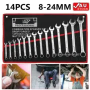 8-24mm Spanner Set Open Box Combination Metric Open Ring+Roll Pouch 14pcs