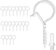 20 PCS Q Hanger White, Screw Hooks for Outdoor String Lights, Outdoor Hooks with Safety Buckle, Easy Release, Screw Hooks for Hanging Patio Lights, Plants