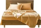 6 Pieces Gold Satin Twin XL Sheet Set with 4 Pillowcases, 18'' Deep Fitted