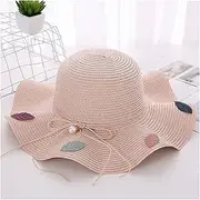 [TOMYEUS] Sun Hats Summer Women's Sun Hats Talk About Big Brim Seaside Holiday Sun Hats Foldable Bow Dome Straw Hats Beach Cap (Color : 11)
