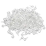 200Pcs Small Screw Eye Hooks Mini Eyelets Screws, 5x10x1.2mm, Silver Tone