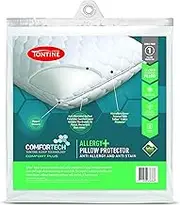 Tontine Comfortech Allergy Plus Anti-Stain Pillow Protector, Standard Size – Soft Microfibre with Teflon Fabric Protection – Quilted Comfort Layer with Anti-Microbial Protection – Machine Washable