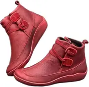 [Lausiuoe] Boots For Women Ankle Booties Flat Heel Comfort Classic Western Casual Dressy Fashion Classic Short Booties