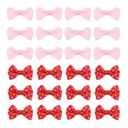100 Pcs 1.5" Grosgrain Ribbon Mini Bow Printing for Crafts DIY, Red/Pink