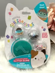 SQUISHMALLOWS Slime Chocolate Scented Glitter Set Maya Rubber Charm Gift Set NEW