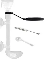 Aquarium Fish Feeder with Telescopic Tube and Suction Cup 6.1–9.65x1.38 Inches, Clear Dispenser for Shrimp, Turtle, Vacation Feeding, Tank, Home Aquarium, Pond Use