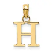 14K Yellow Gold Polished Block Letter H Initial Pendant