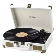 Record Player 3 Speeds Turntable with Bluetooth Built-in Battery Stereo Speak...