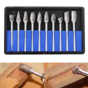 10PCS Tungsten Carbide Rotary Drill Bits 1/8" Shank Burr Die Grinder Carving Set