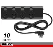 10 x Arlec 4 Outlet Individually Switched Powerboard Black Power Board 240V 10A