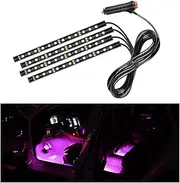 Ohleats Car LED Strip Light, 48 LED RGB Auto Interior Atmosphere Lights, Cigarette Lighter Under Dash Ambient Night Light, Interior Lamp Lighting Kit Car Accessories (Pink Purple)