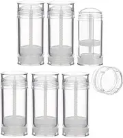 15ml Twist-up Deodorant Containers Clear Empty Plastic Reusable Round Shape Bottom Filling Deodorant Tubes for DIY Travel (6Pcs)