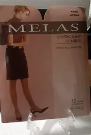 MELAS Crystal Sheer Control Top Pantyhose 12 Denier X-Large Jet Black