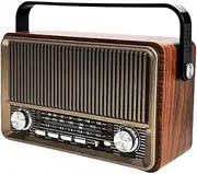 Retro AM/FM Radio with Bluetooth Speaker and TF/USB Playback Function, Vintage Design Radio with Large Tuning Dial, Long Battery Life