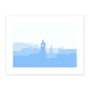Scotland Geometric Cityscape Edinburgh Blue Canvas Wall Art Print