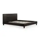 Palermo Double Upholstered Bed Frame with Headboard & Slats – Brown PU Leather