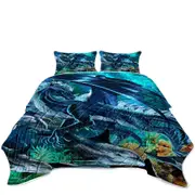 Brothers of the Sea Fantasy Dragon and Dolphins Coverlet
