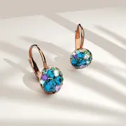 Clustered Austrian Crystals Leverback Earrings