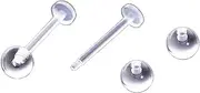 [Melimarry] Anti-Allergy Plastic Stud Ear Retainers, Clear Nose Rings, Screw Ball Backs, For Sensitive Ears & Skin