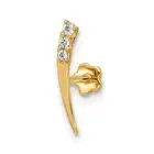 14k Yellow Gold 18G Cubic Zirconia Curved Cartilage Earring Flat Back Piercing