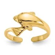 10k Yellow Gold Dolphin Toe Ring Gift for Mother
