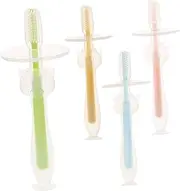 Outanaya Infant Toothbrush for 1 Year Old 4pcs Silicone Baby Toothbrushes Suction Base Gentle Oral Care