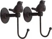 YukaBa 520013 Songbird Wall Hook, Brownish Black Black-2Pack Bird