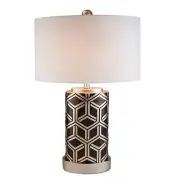 Ore International K-4276T 29" H Chestnut Bamboo Weave Design Table Lamp, Silv...