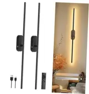 Battery Operated Wall Sconces Set of Two, LED Wall Lights Wireless with