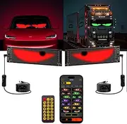 2PCs Customizable Devil Eye LED Lights for Cars & Trucks - Ultra-Thin Flexible Display, Remote & Bluetooth APP Control, Waterproof & Easy to Install